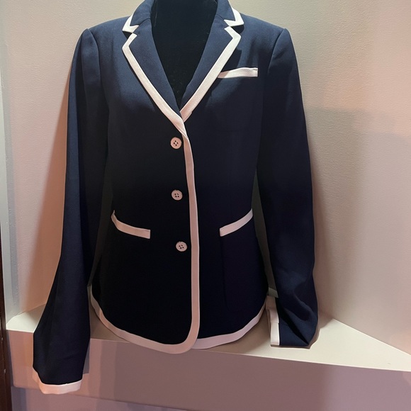 3/20 Tommy Hilfinger Navy & White Button down Classic Blazer with Lining size 8 - Picture 2 of 15